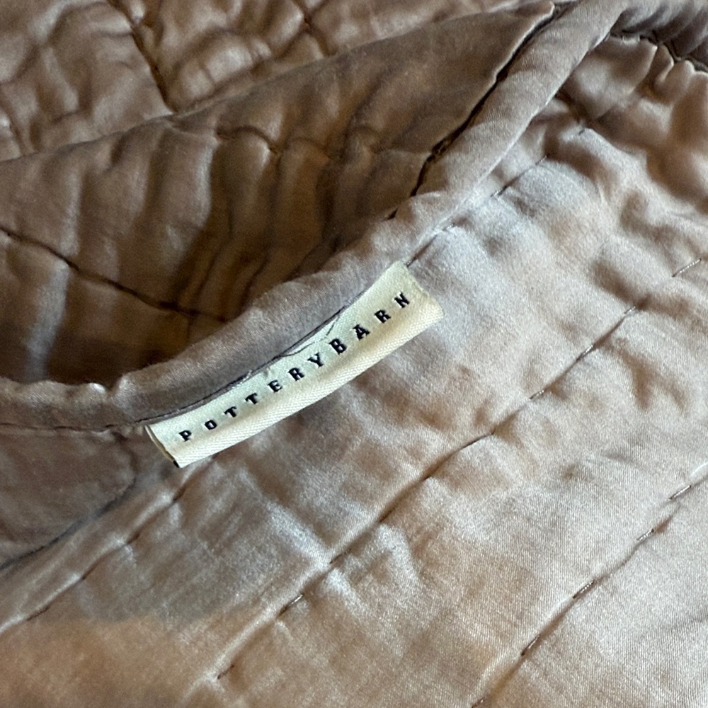 Pottery Barn Quilted Velvet Bedspread Set in Taupe - Picture 2 of 6